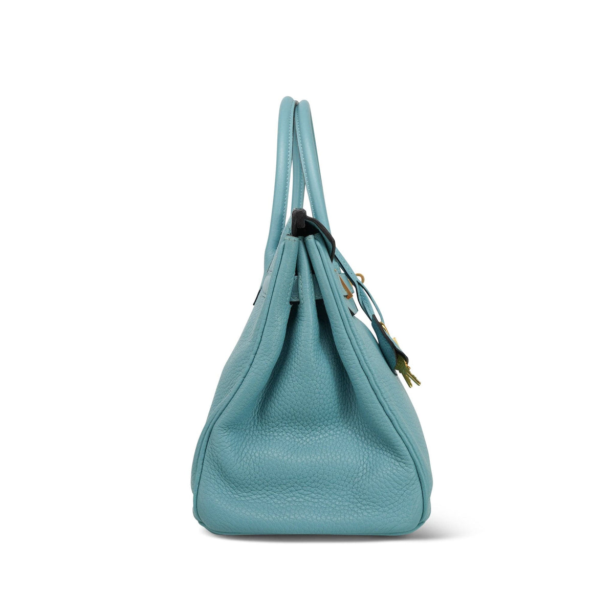 Birkin 30 Bleu Blue Saint Cyr Clemence Gold Plated T Stamp