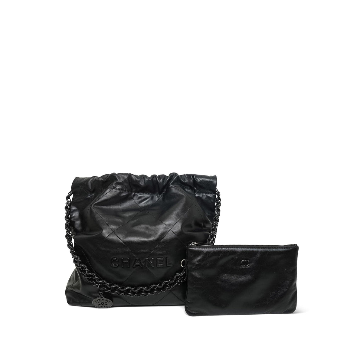 22K So Black Calfskin Quilted 22 Hobo Bag Small