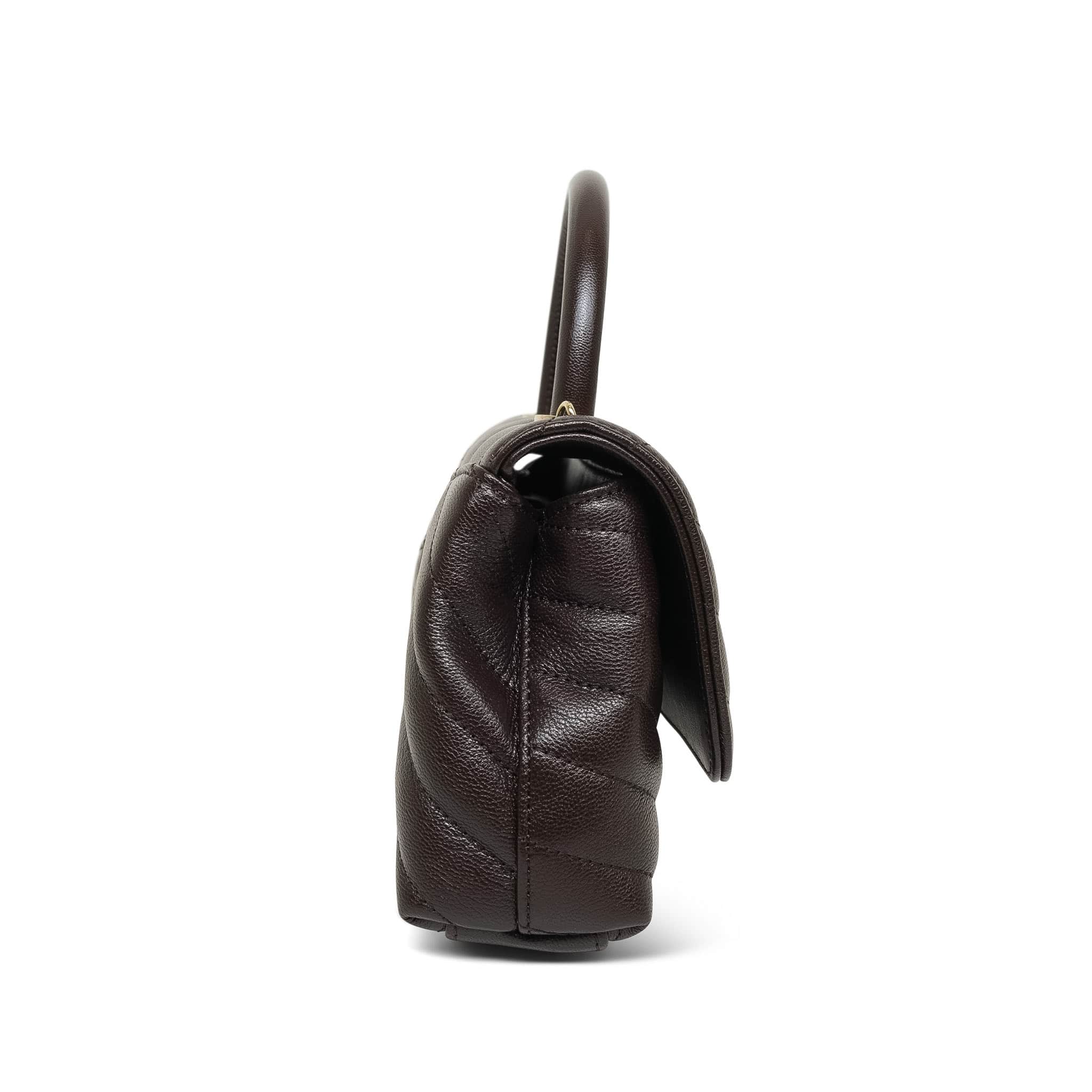 26P Dark Brown Chevron Maxi East West Coco Handle Flap LGHW – REDELUXE
