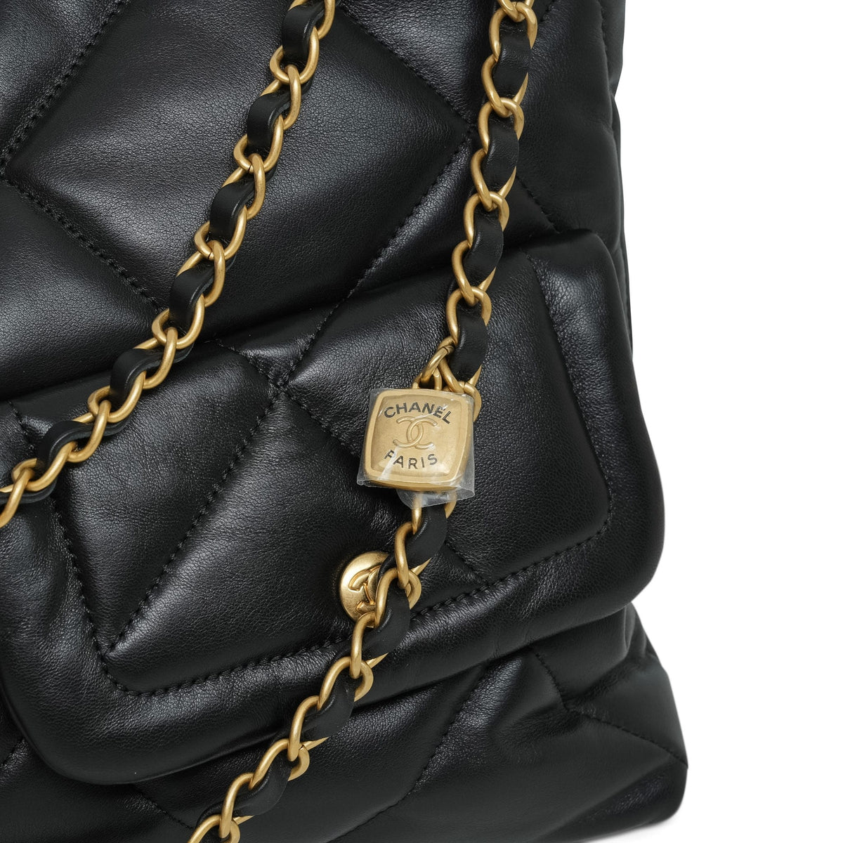 25K Black Lambskin Quilted Hobo Shopping Bag Large AGHW