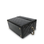 Product image 10 of 12: Black Patent Quilted Top Handle Box Vanity On Chain LGHW