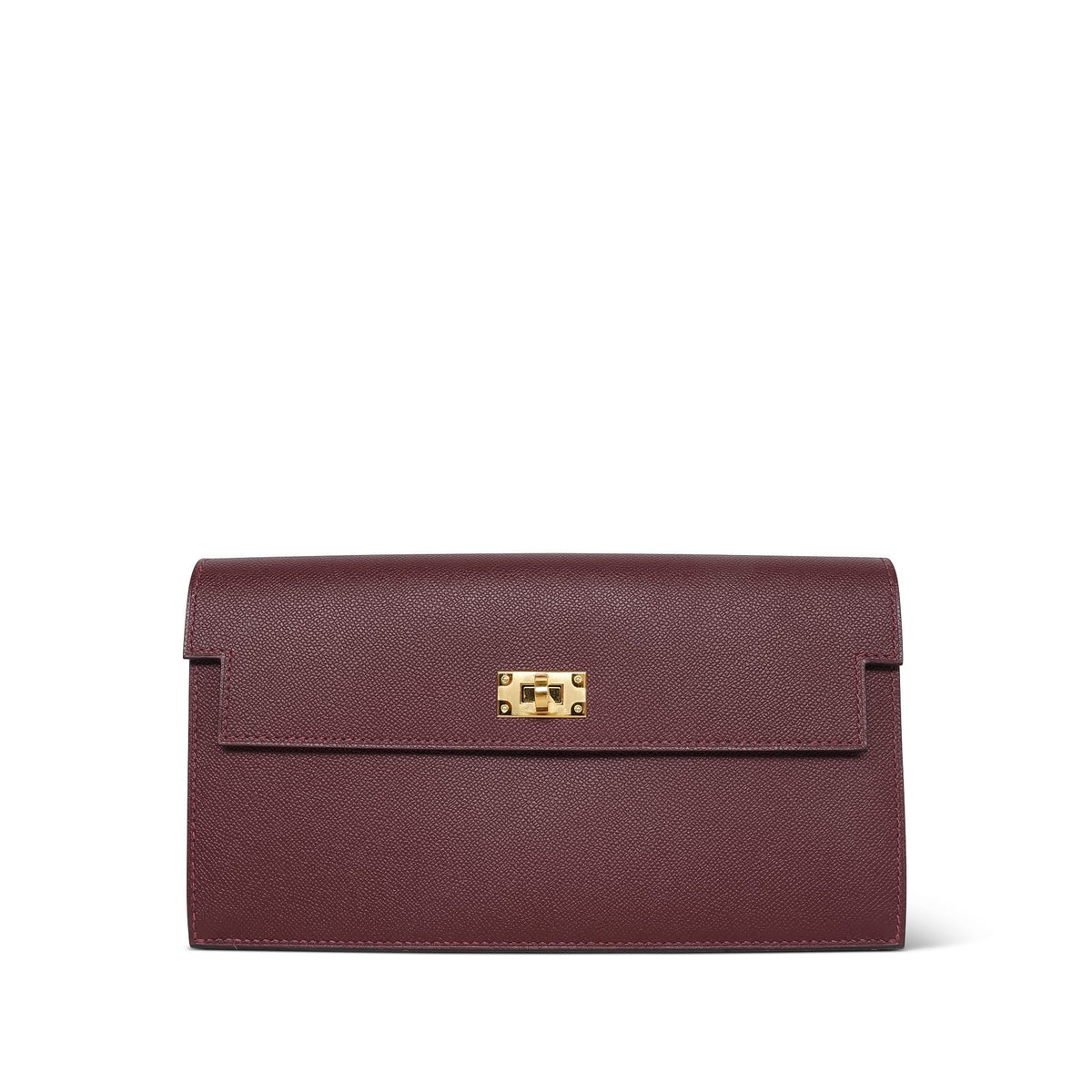 Kelly Pocket Long Wallet Rouge H Madame Gold Plated K Stamp
