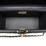 Product image 11 of 12: Black Patent Quilted Top Handle Box Vanity On Chain LGHW