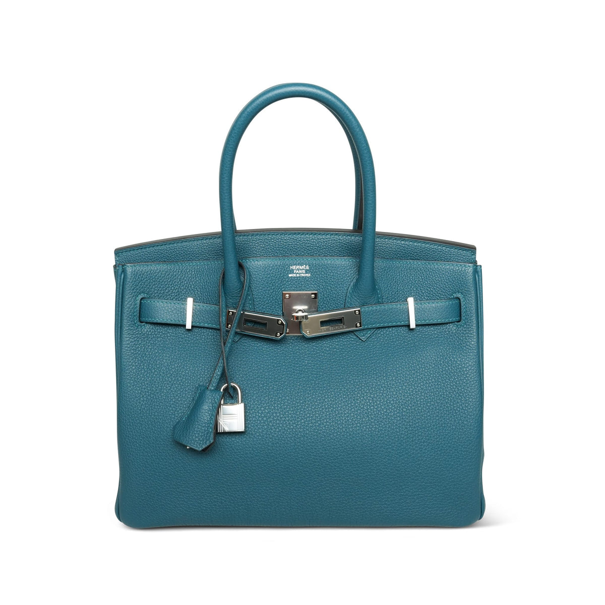 Birkin 30 Verso Vert Bosphore/Bleu Ocean Togo Palladium Plated Y Stamp