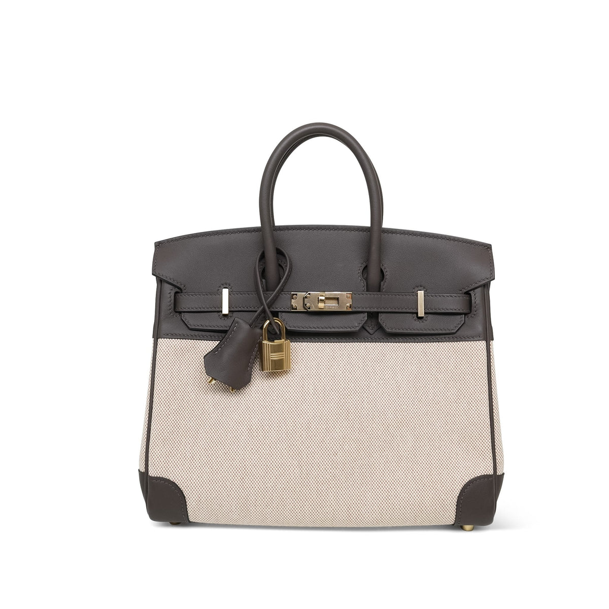 Birkin 25 Ecor Veau Swift/Ecru Beige Toile H Permabrass Plated W Stamp