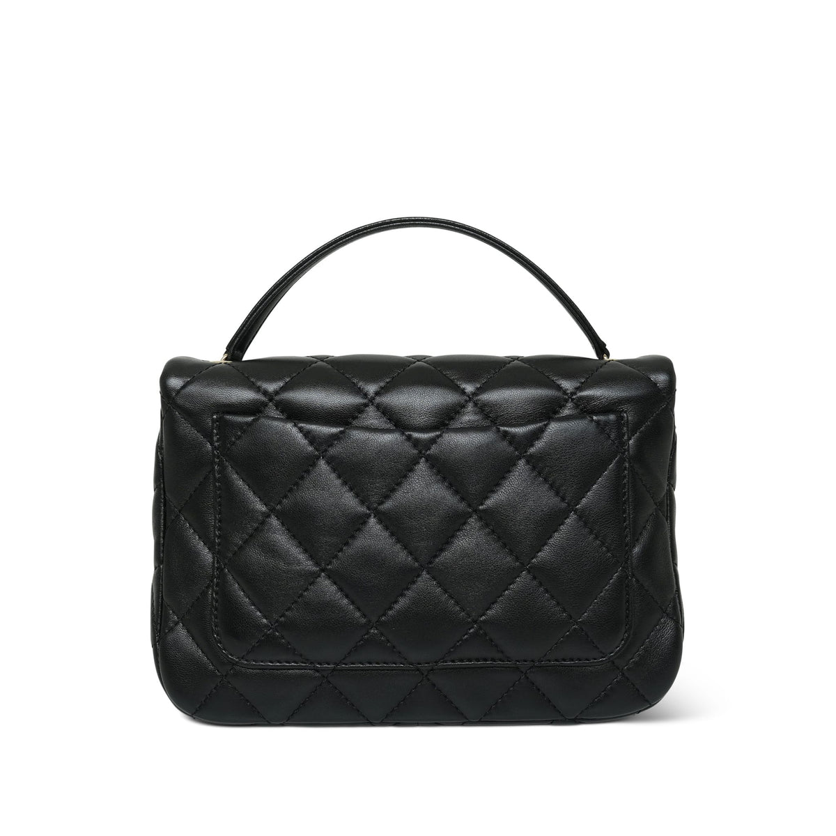 Black Lambskin Quilted Chain Frame Enamel CC Flap Bag Small LGHW
