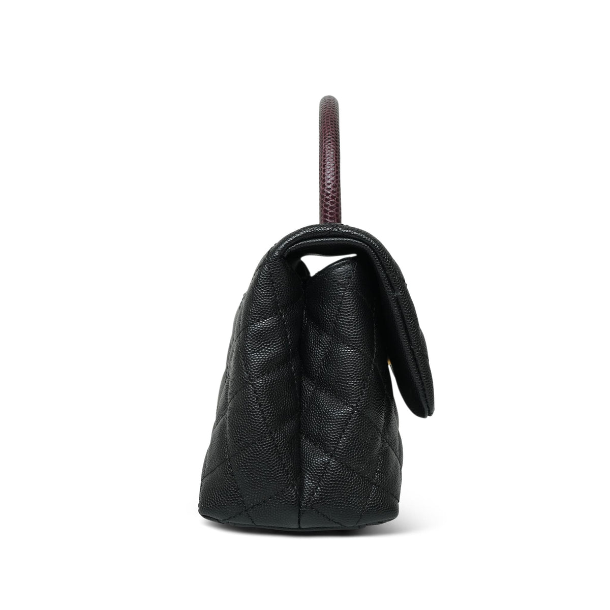 Black Caviar Quilted Burgundy Lizard Coco Handle Small AGHW