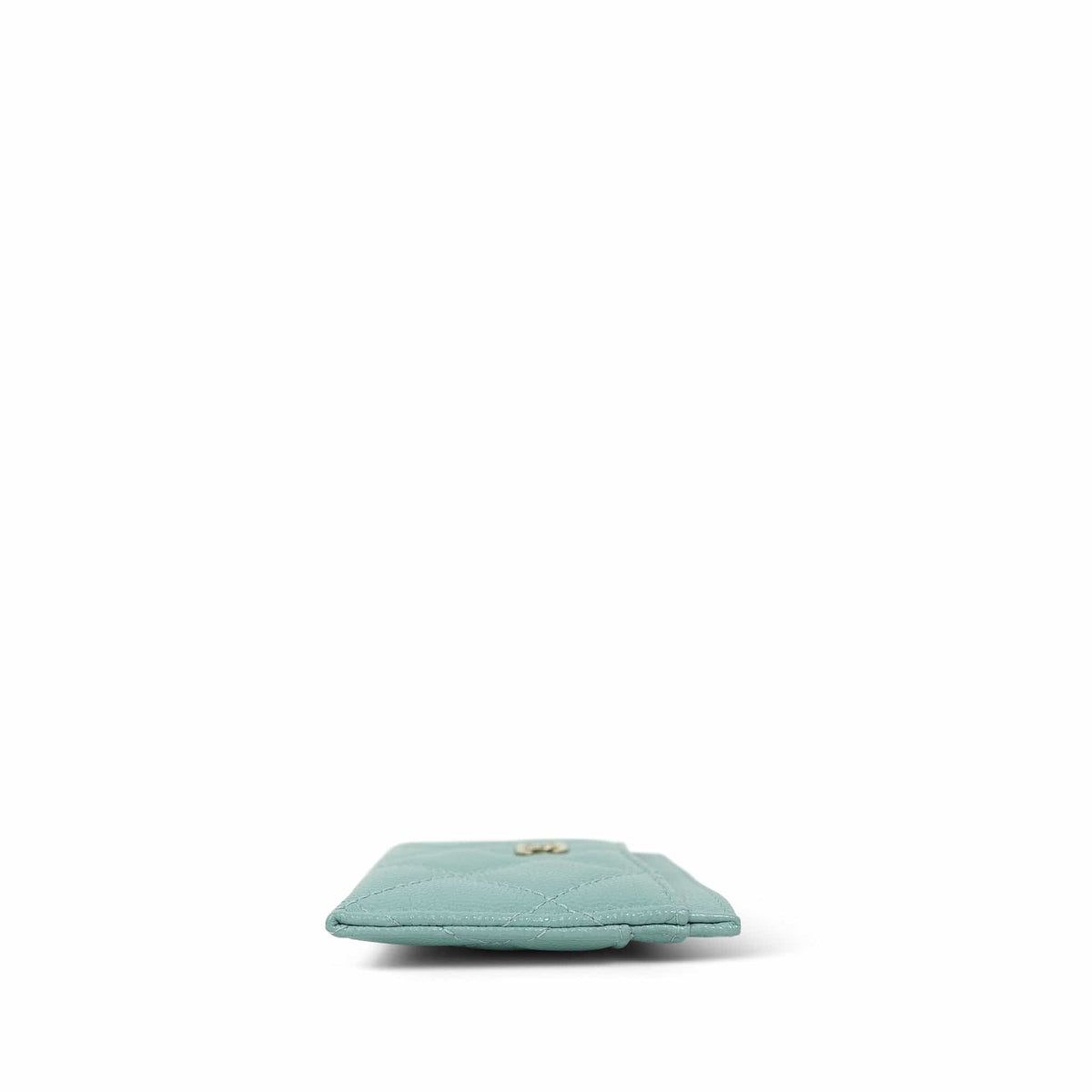 Tiffany Blue Caviar Quilted Classic Card Holder Light Gold Hardware