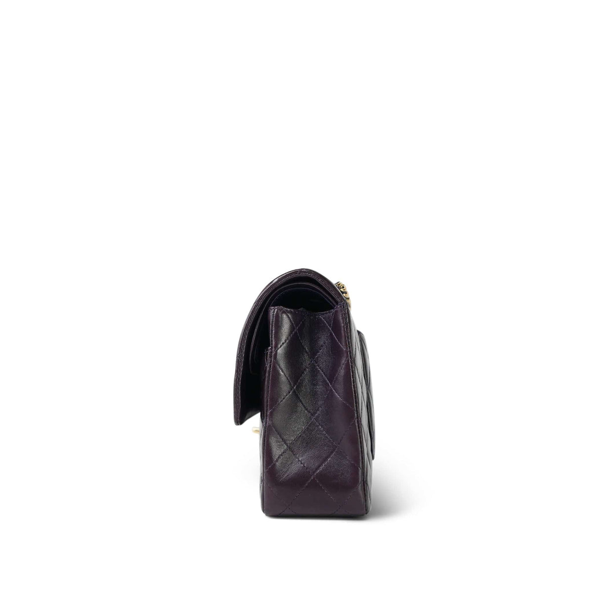 Plum Lambskin Quilted Classic Flap Medium Light Gold Hardware