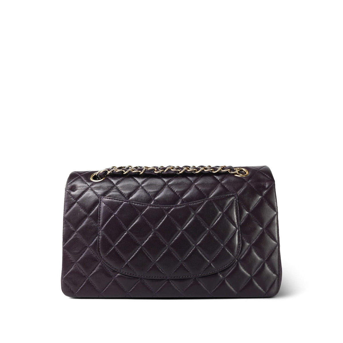 Plum Lambskin Quilted Classic Flap Medium Light Gold Hardware