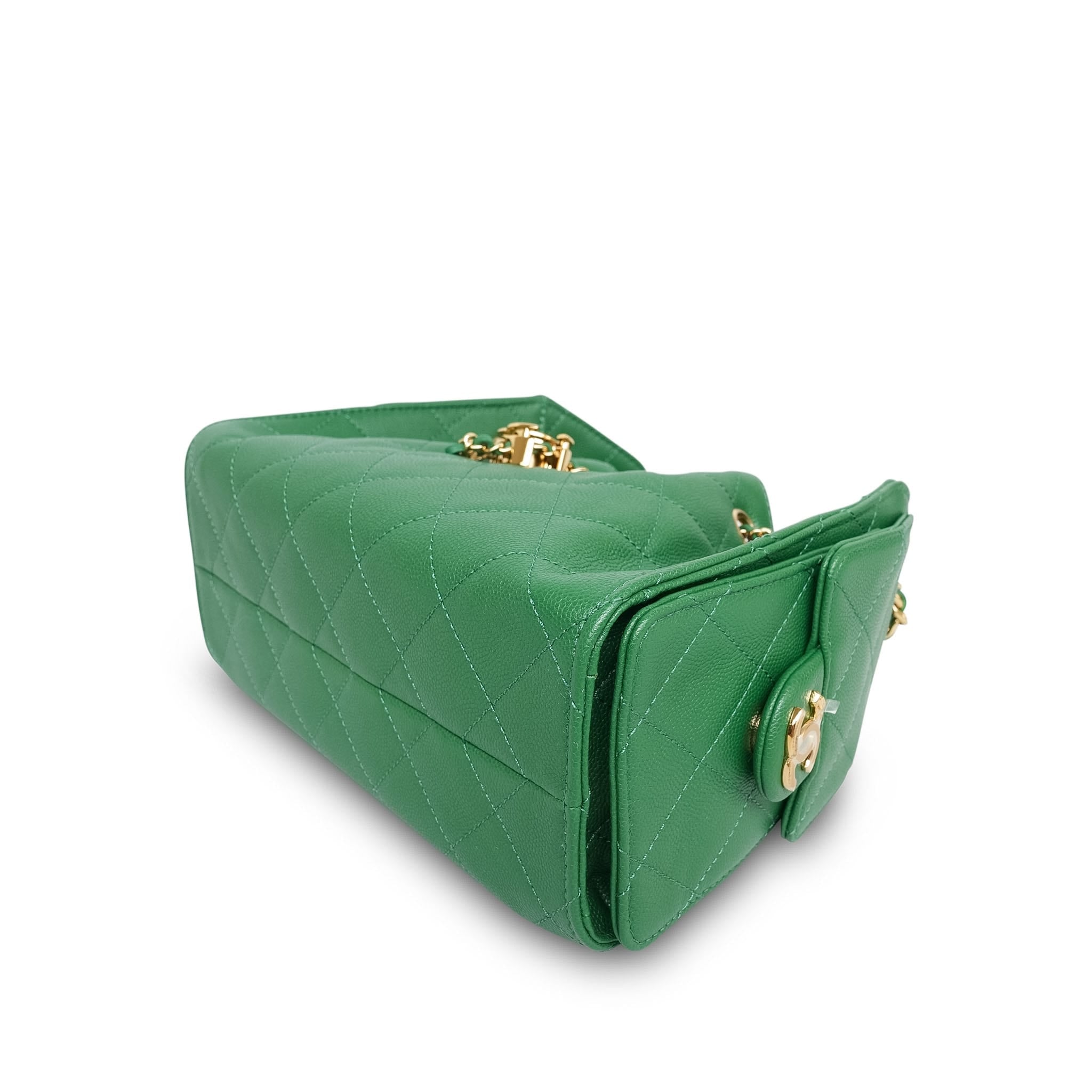 Product image 12 of 19: Green Caviar Quilted 25 Hobo Bag Mini Gold Hardware