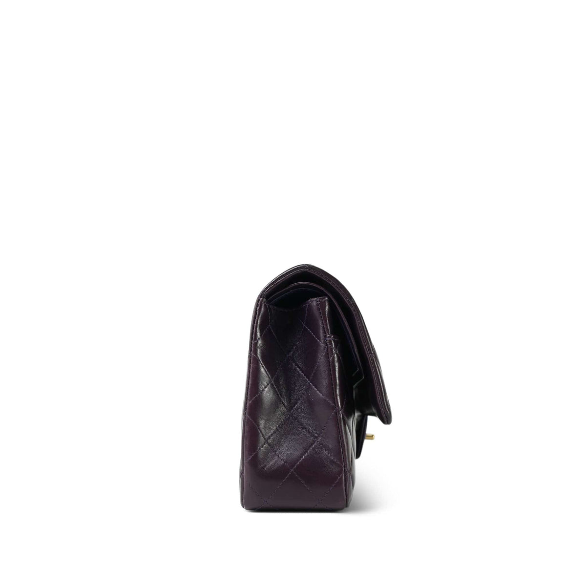Plum Lambskin Quilted Classic Flap Medium Light Gold Hardware