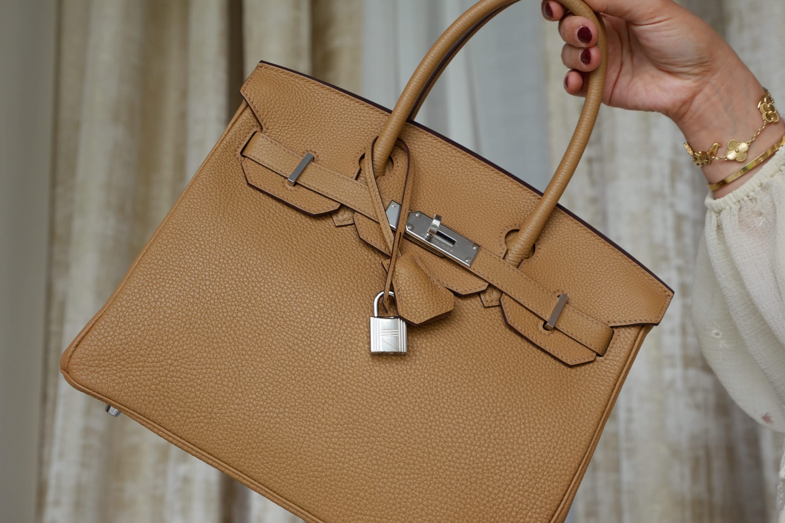 Product image 10 of 17: Birkin 30 Biscuit Togo Palladium Plated U Stamp