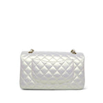 Product image 5 of 16: 20B White Iridescent Calfskin Quilted Classic Flap Medium Light Gold Hardware