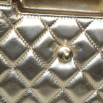 Product image 15 of 17: Gold Metallic Crumpled Calfskin Quilted Kelly Shopper Small Aged Gold Hardware