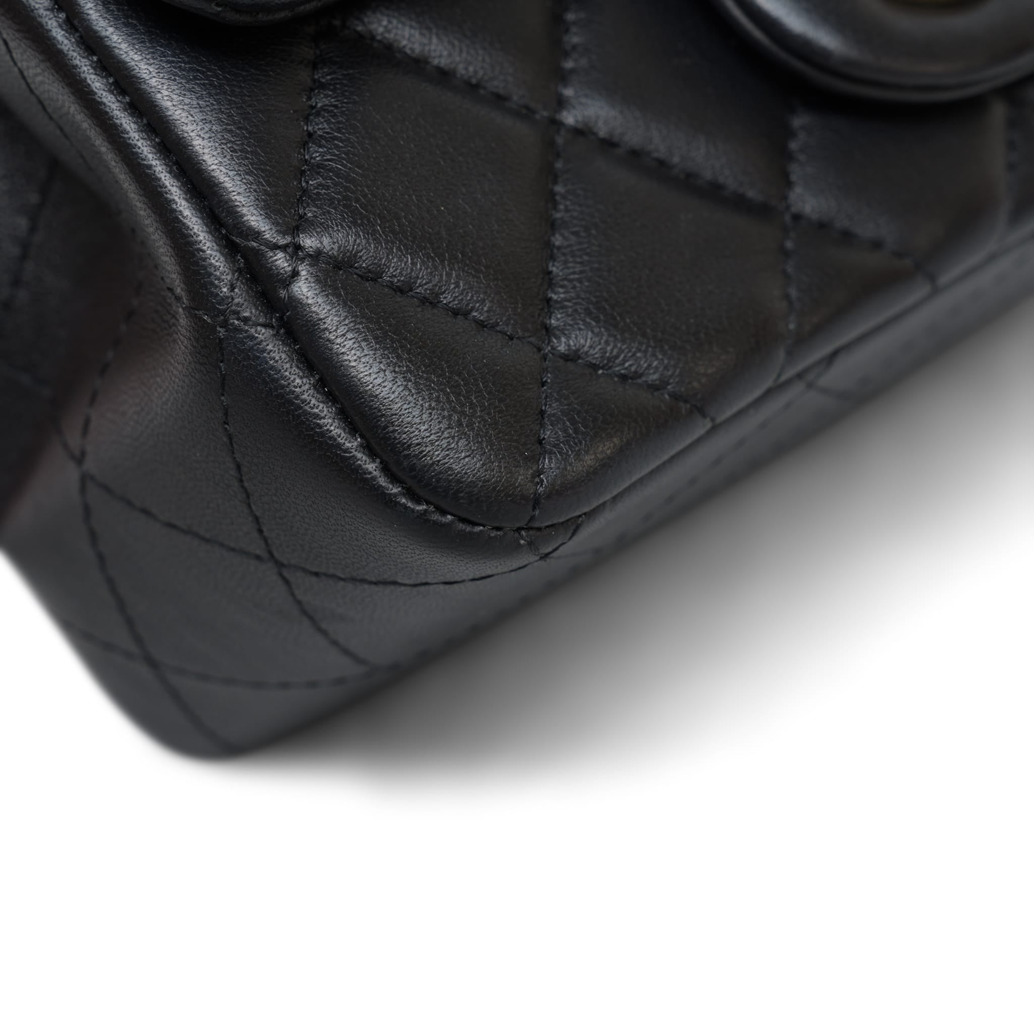 Product image 13 of 21: Black Lambskin Quilted Square Flap Mini Light Gold Hardware