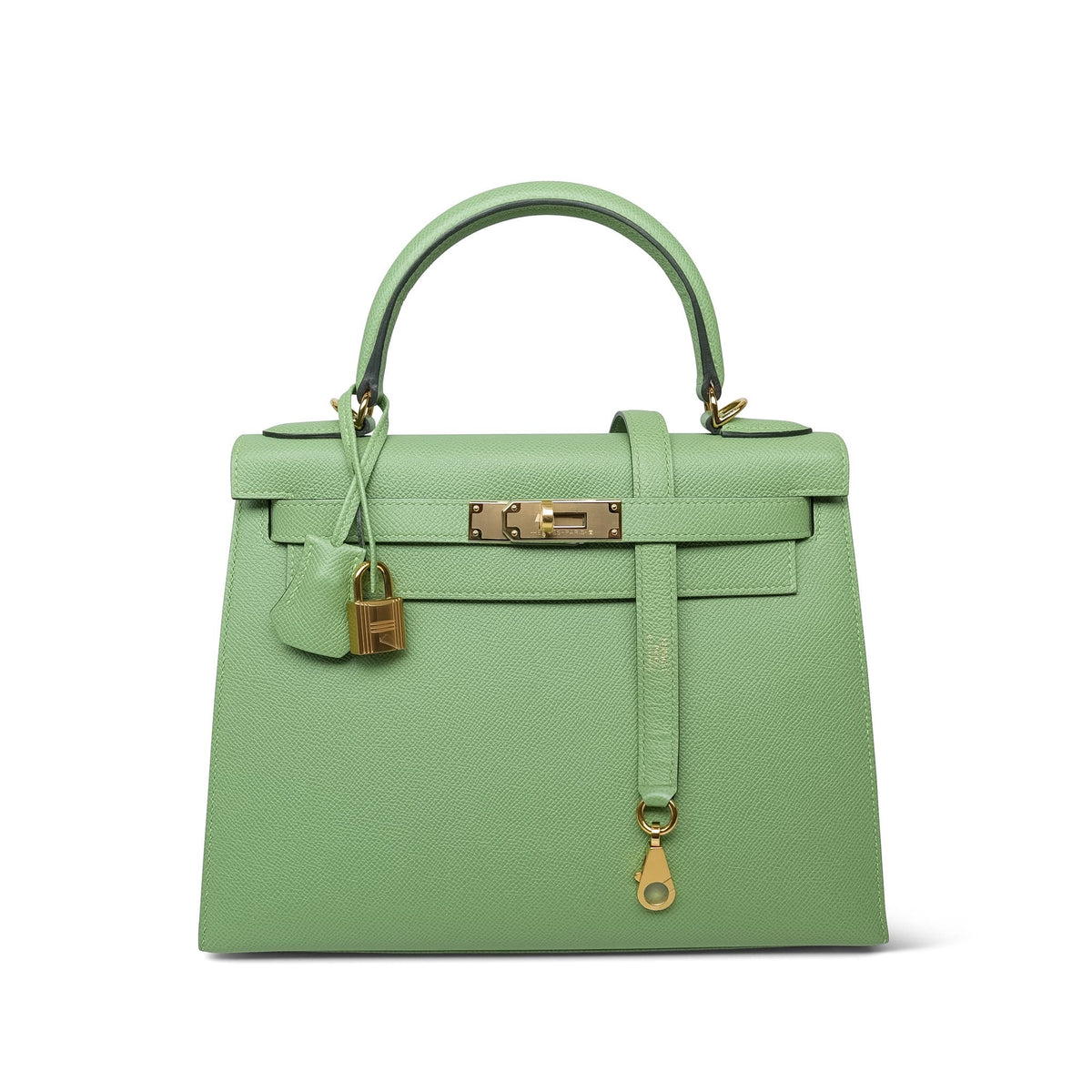 Kelly Sellier 28 Vert Criquet Epsom Gold Plated Z Stamp