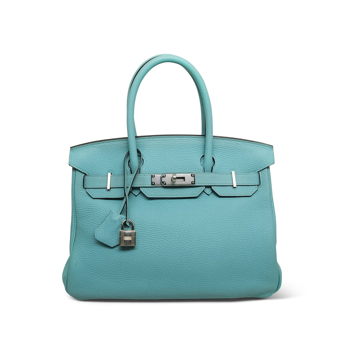 Birkin 30 Bleu Atoll Clemence Palladium Plated X Stamp