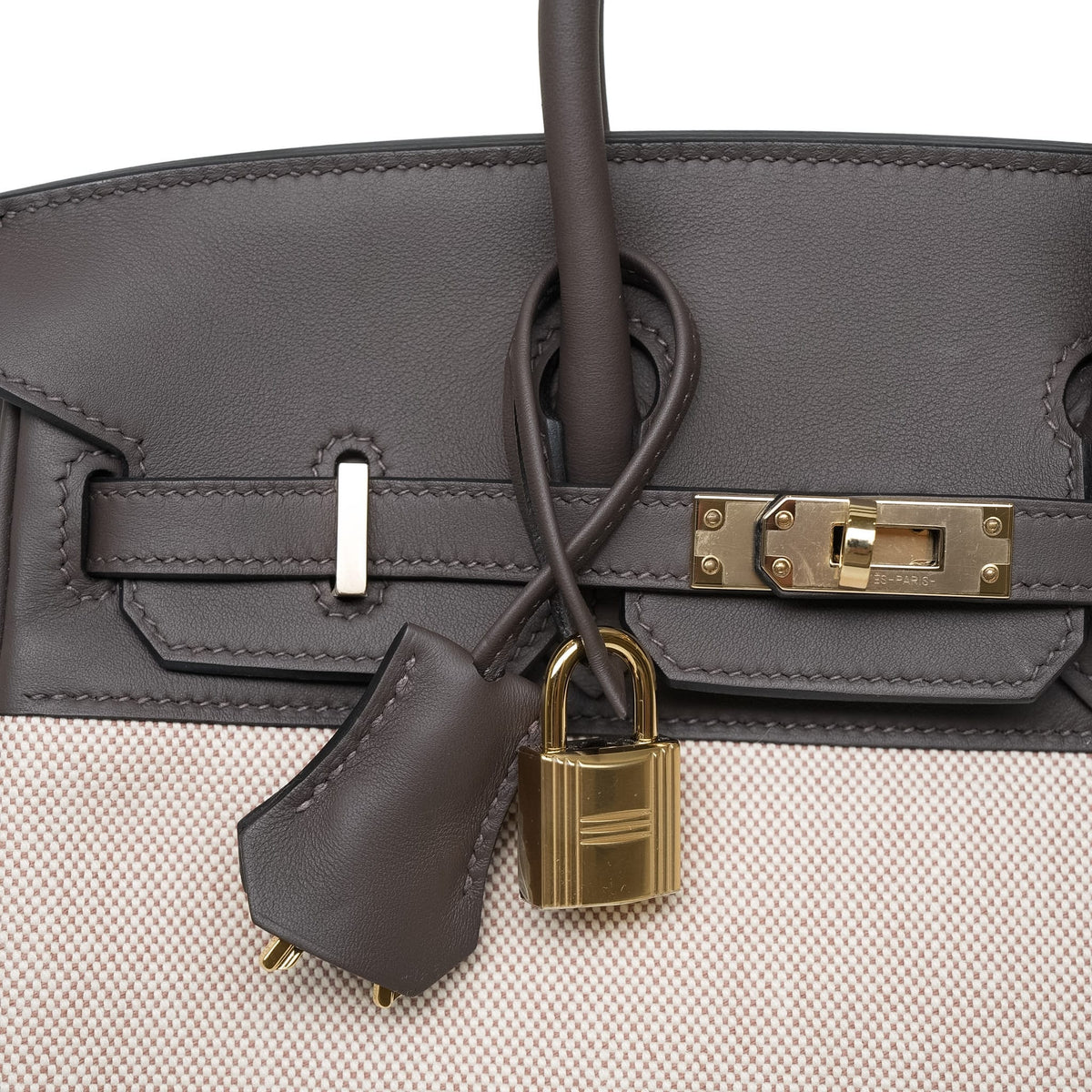 Birkin 25 Ecor Veau Swift/Ecru Beige Toile H Permabrass Plated W Stamp