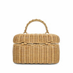 Product image 7 of 17: Braided Rattan Cruise Vanity Case Aged Gold Hardware