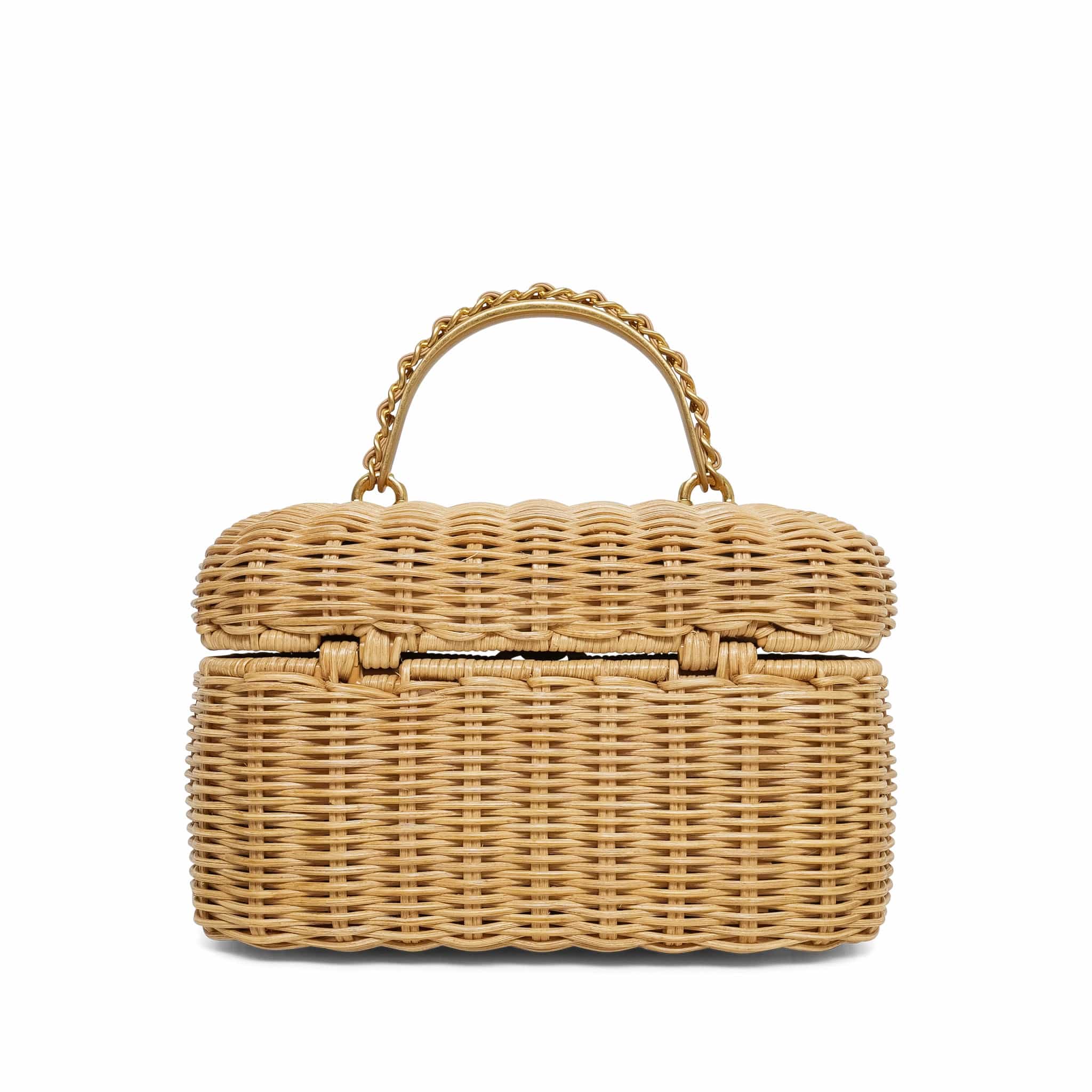 Braided Rattan Cruise Vanity Case Aged Gold Hardware