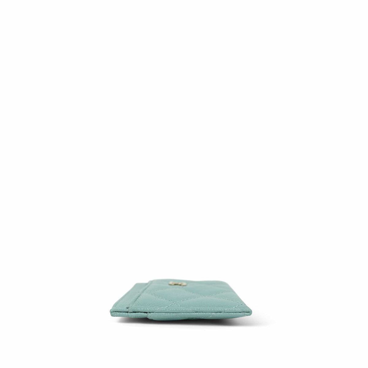 Tiffany Blue Caviar Quilted Classic Card Holder Light Gold Hardware