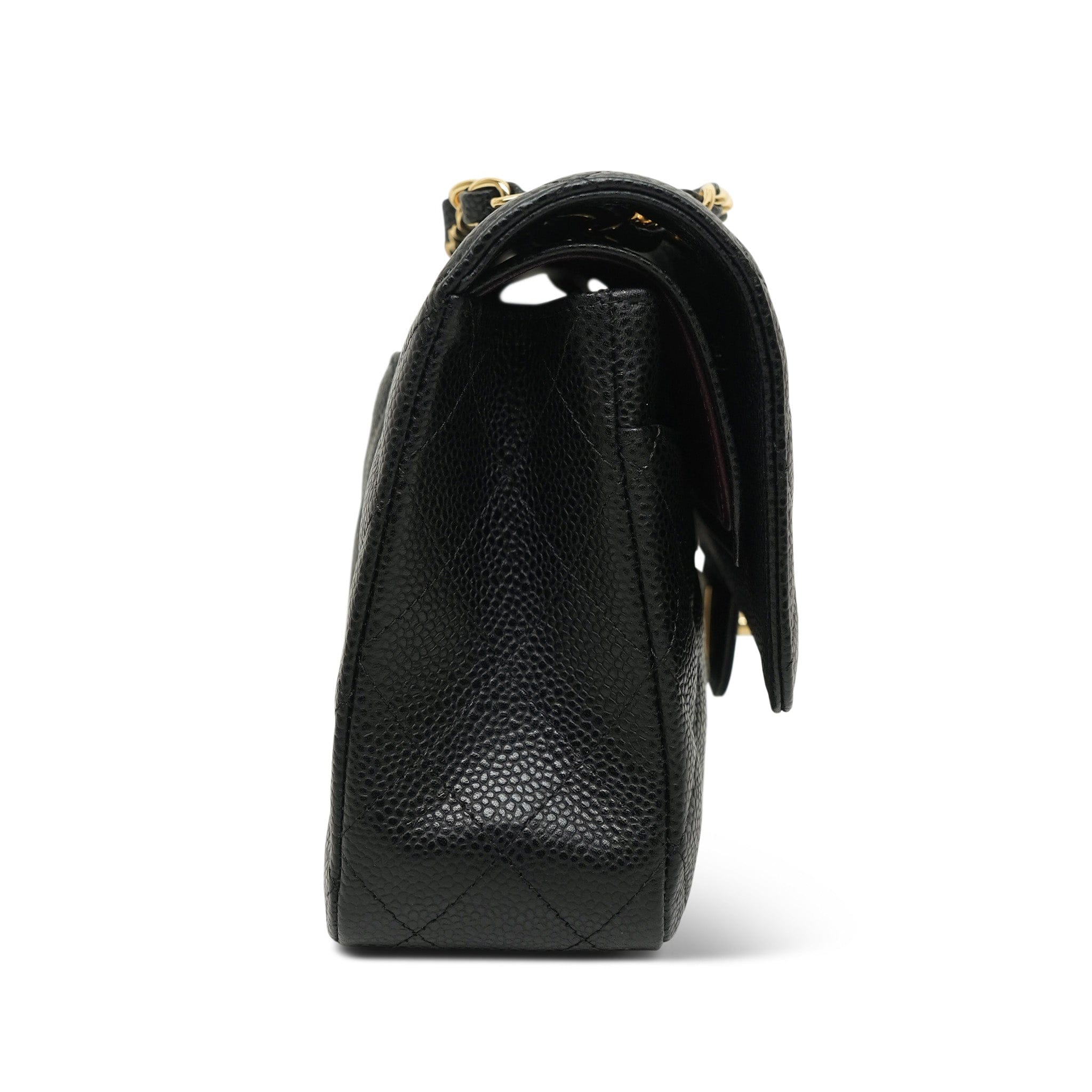 Black Caviar Quilted Medium Double Flap GHW