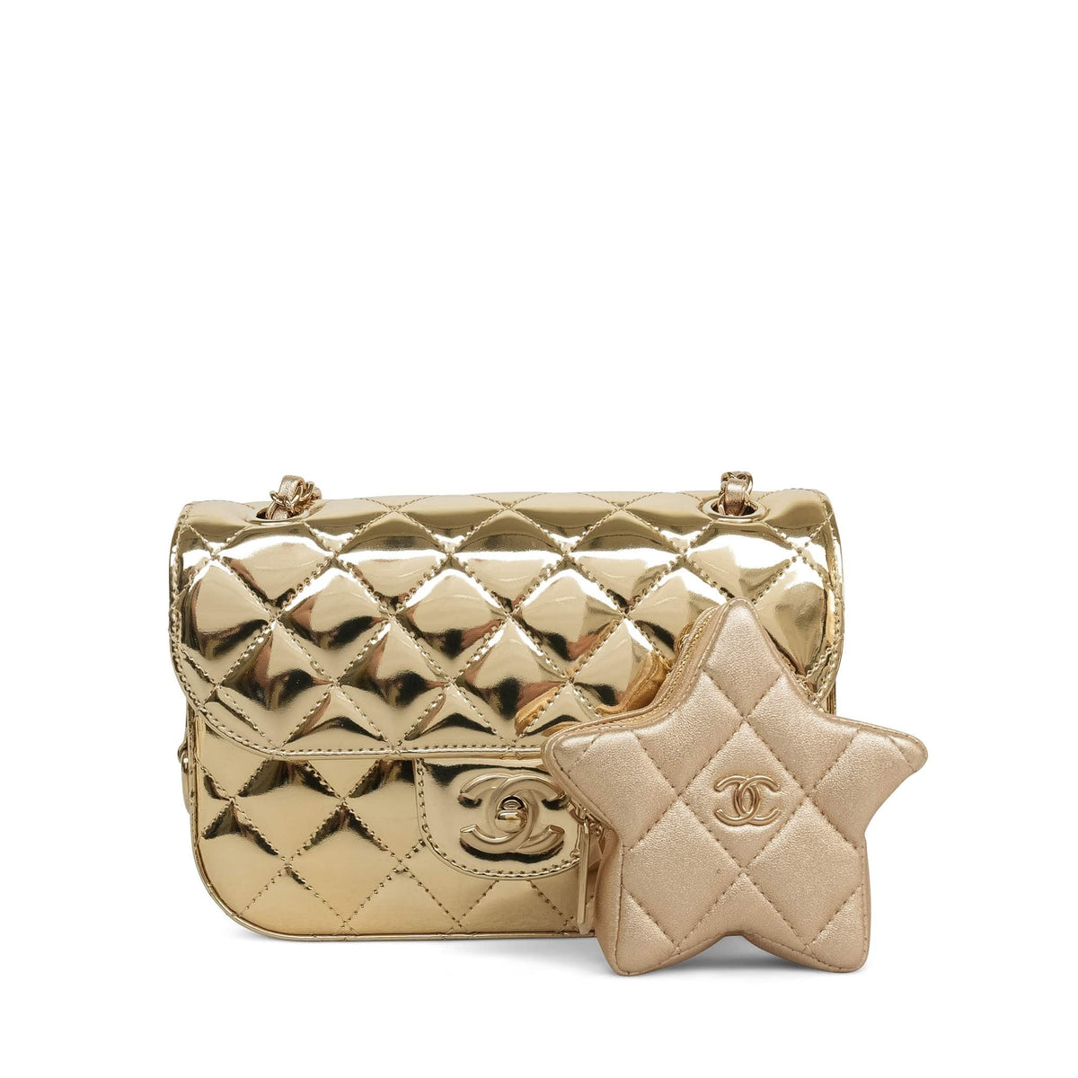 Gold Calfskin Quilted Hollywood Boulevard Flap Bag LGHW