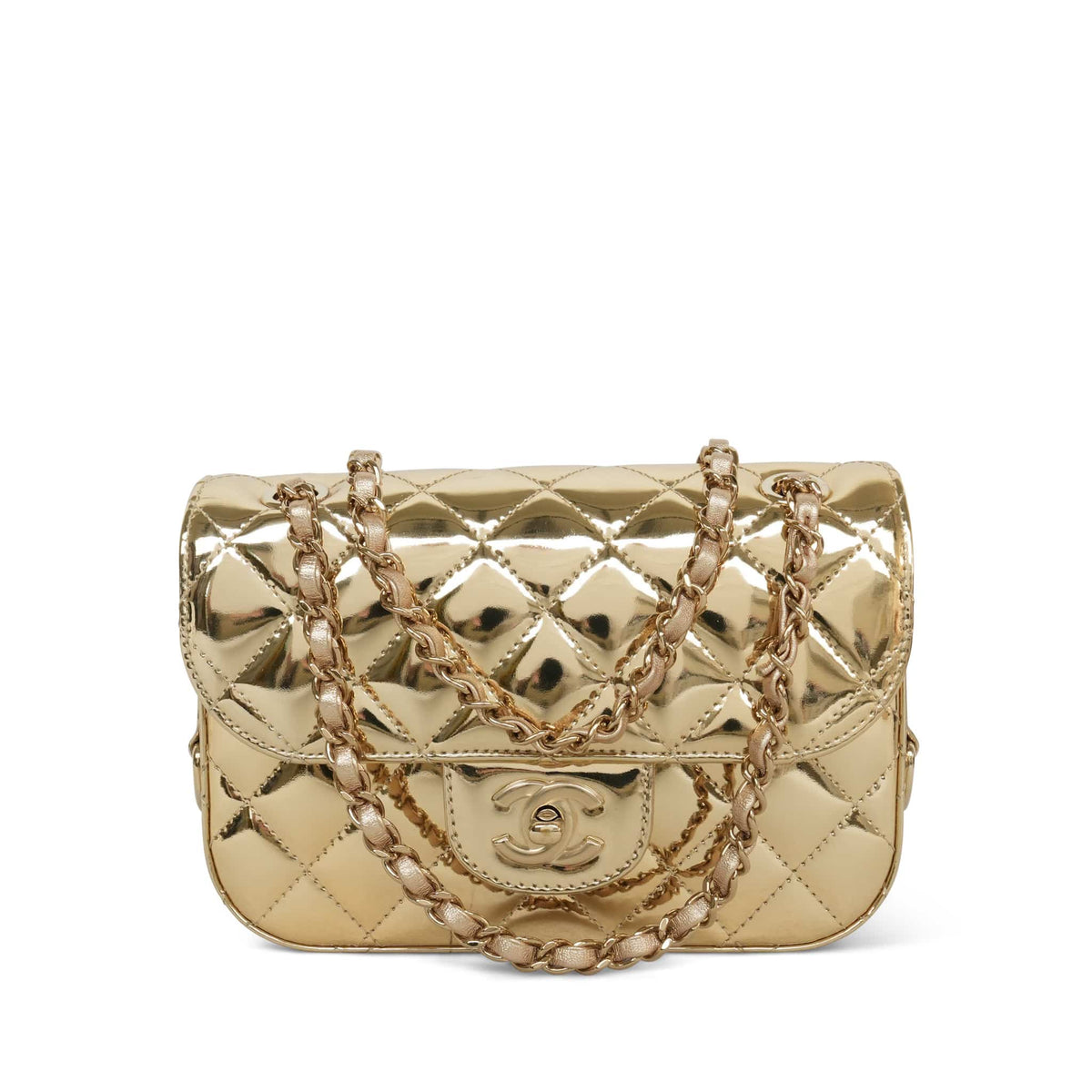 Gold Calfskin Quilted Hollywood Boulevard Flap Bag LGHW