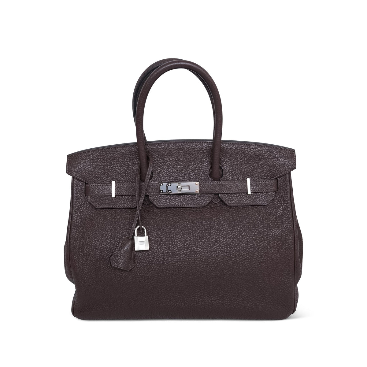 Birkin 35 Ebene Togo Palladium Plated P Square Stamp