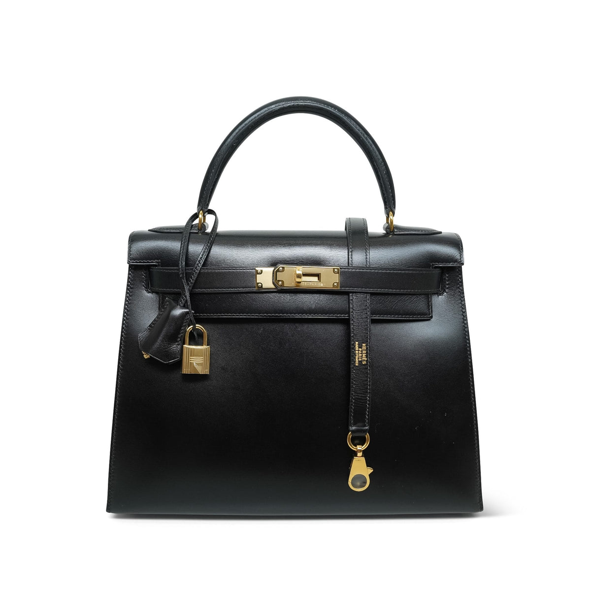 Kelly Sellier 28 Black Box Calfskin Gold Plated U Circle Stamp