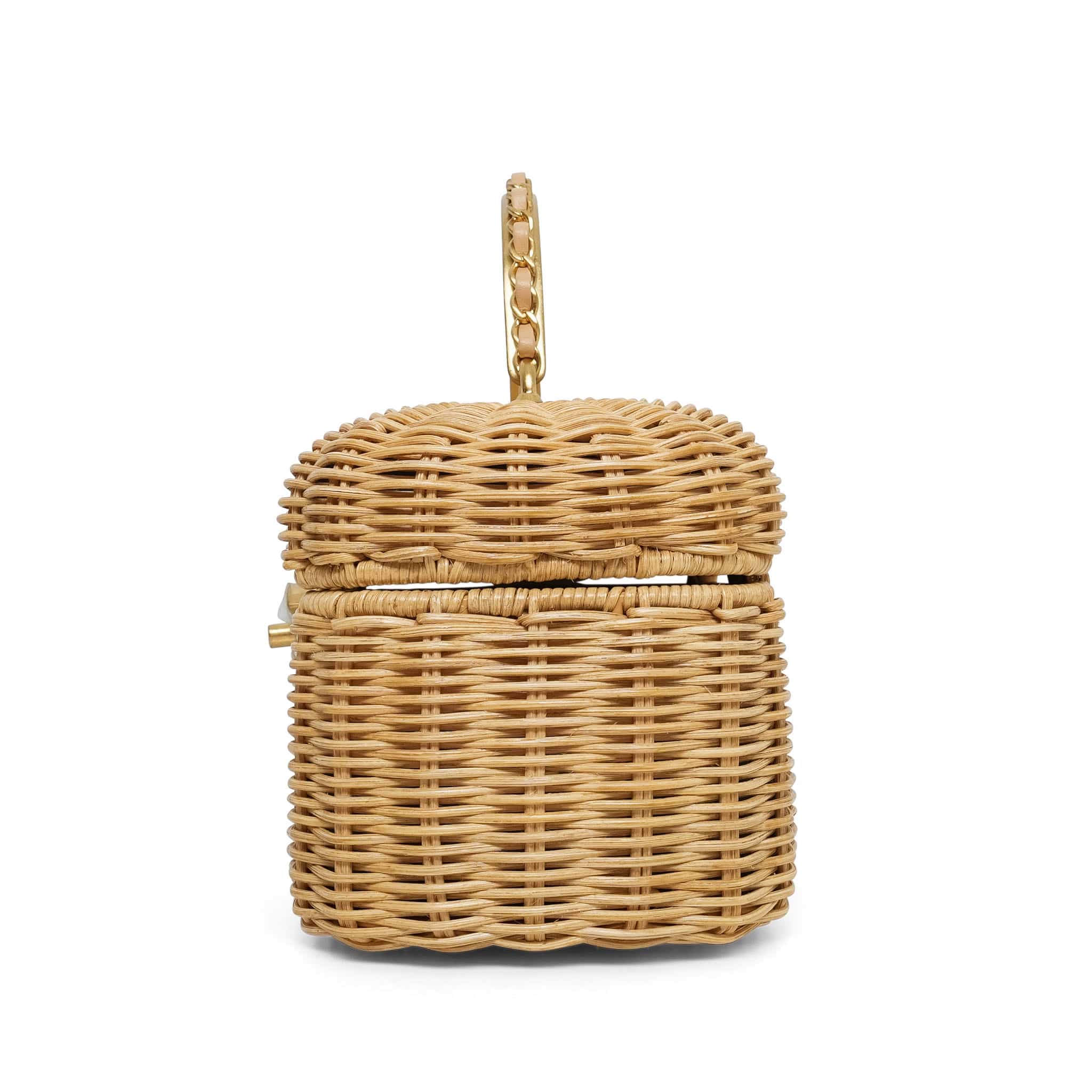 Braided Rattan Cruise Vanity Case Aged Gold Hardware