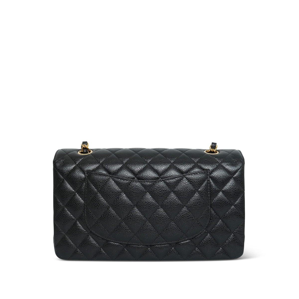 Black Caviar Quilted Classic Flap Medium Gold HW