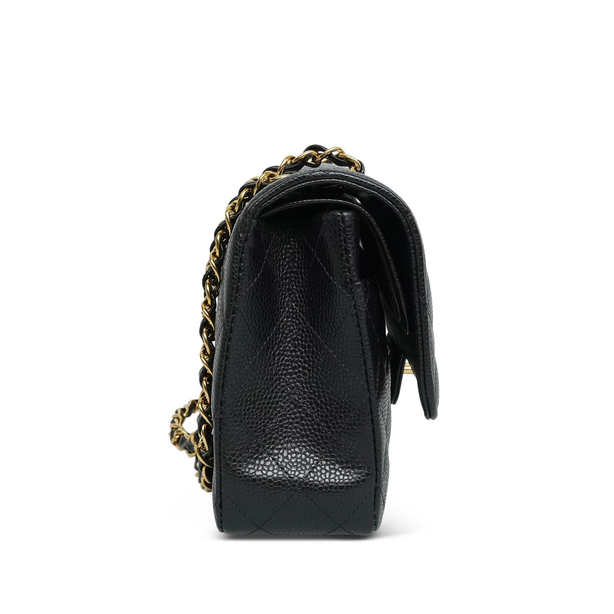 Black Caviar Quilted Classic Flap Medium Gold HW