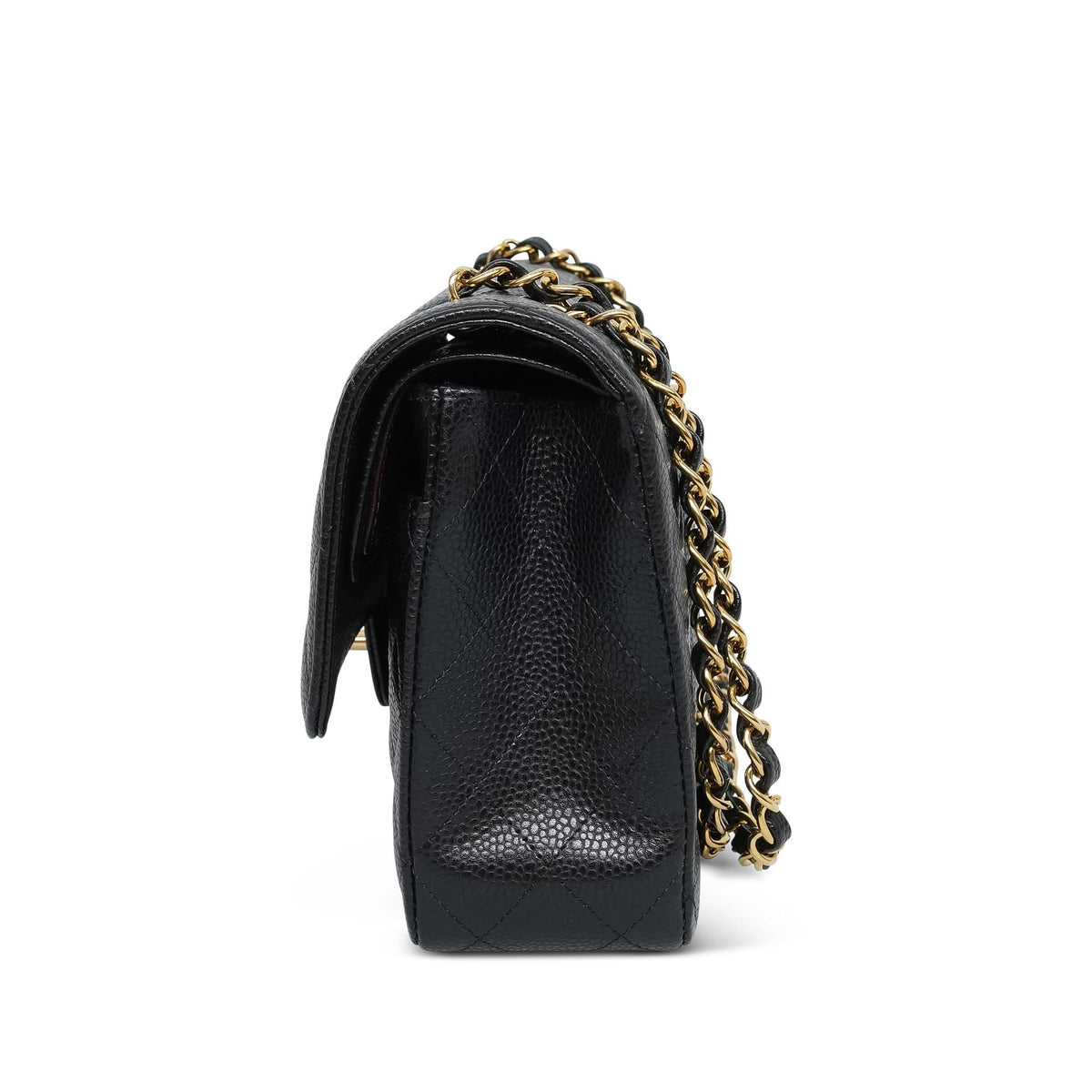 Black Caviar Quilted Classic Flap Medium Gold HW
