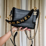 Product image 10 of 16: Black Crocodile Embossed Calfskin Gabrielle Hobo Bag Small Mixed Hardware