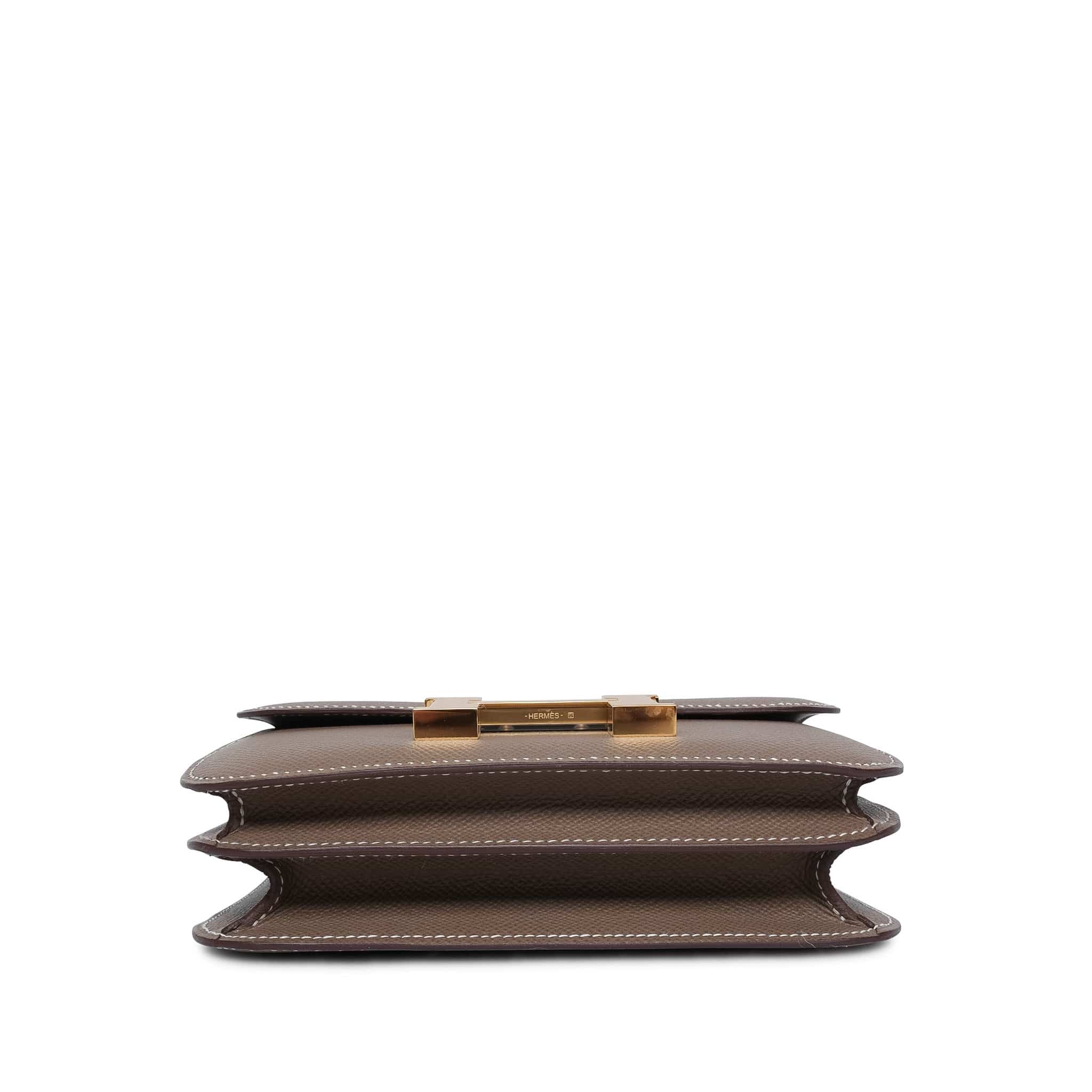 Constance 18 Etoupe Epsom Gold Plated B Stamp