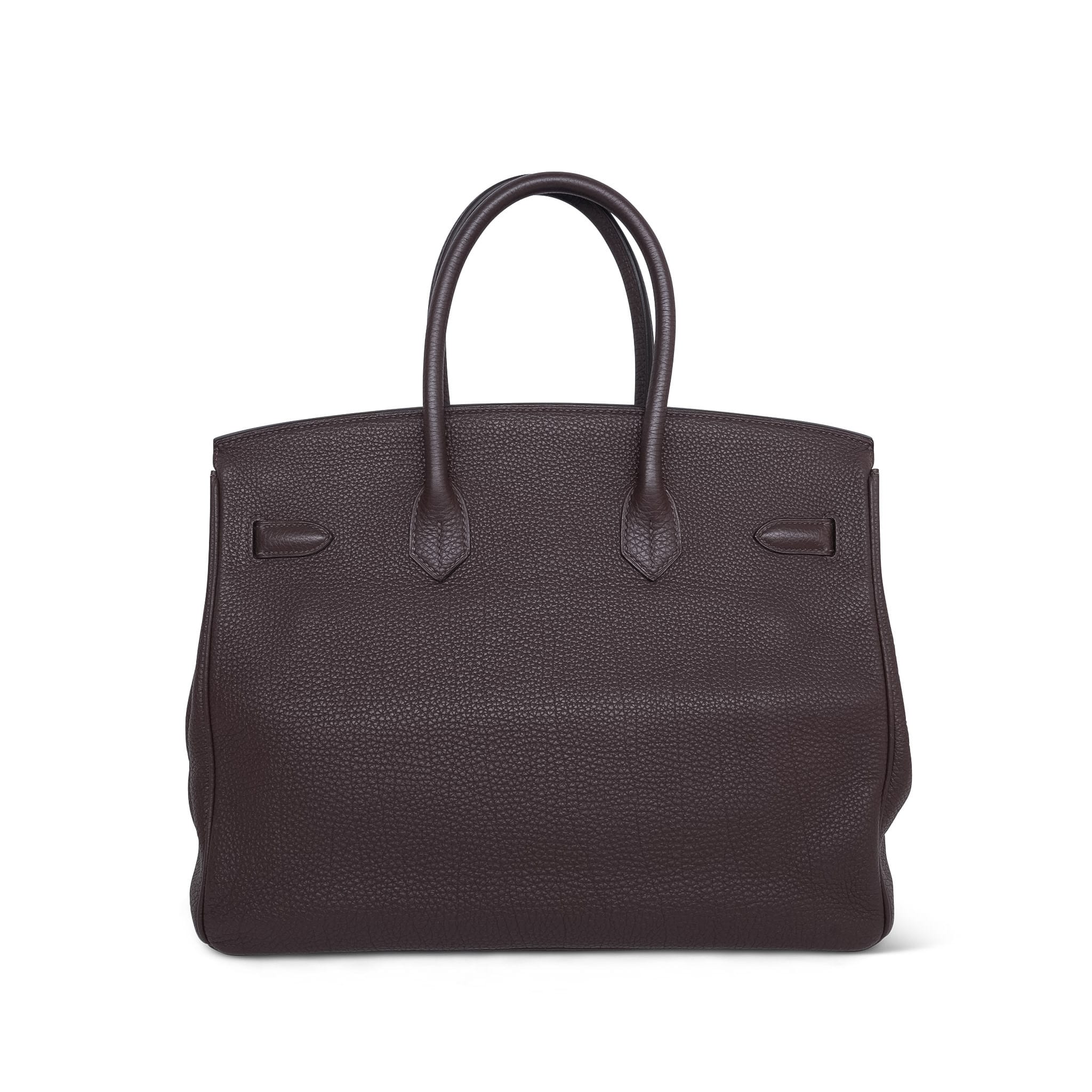 Birkin 35 Ebene Togo Palladium Plated P Square Stamp