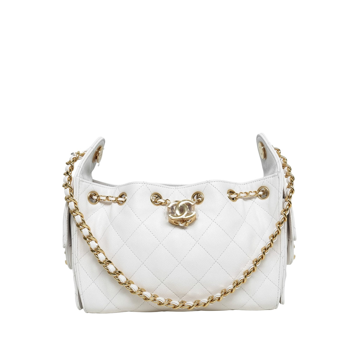 White Caviar Quilted 25 Hobo Bag Mini Gold Hardware