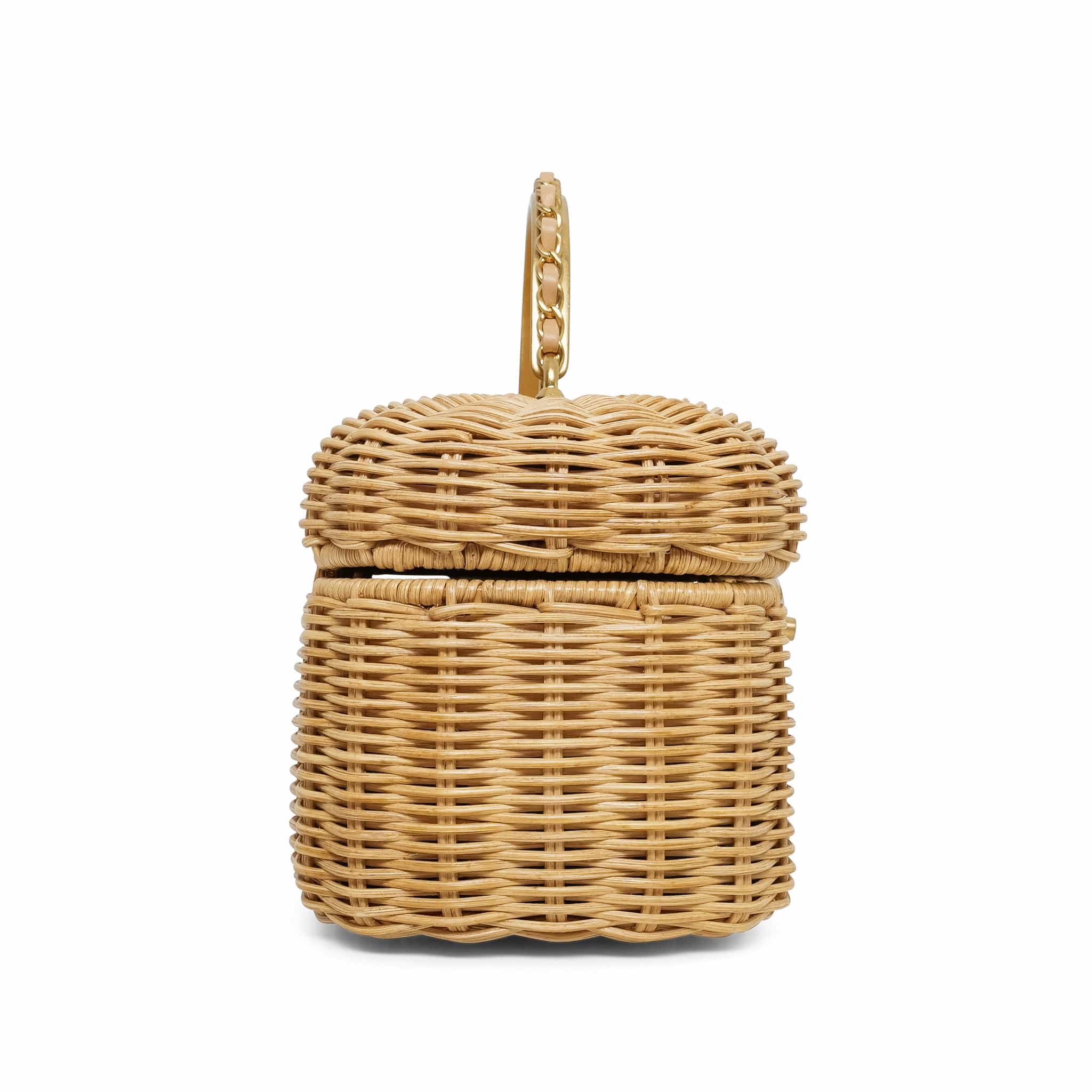 Braided Rattan Cruise Vanity Case Aged Gold Hardware