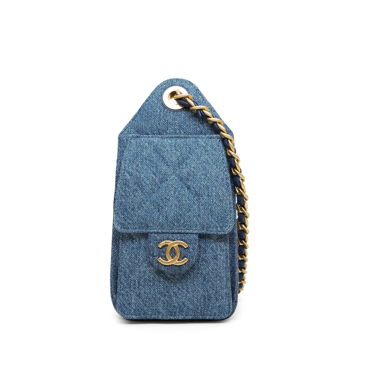 26P Blue Denim Quilted 25 Hobo Bag Mini Aged Gold Hardware