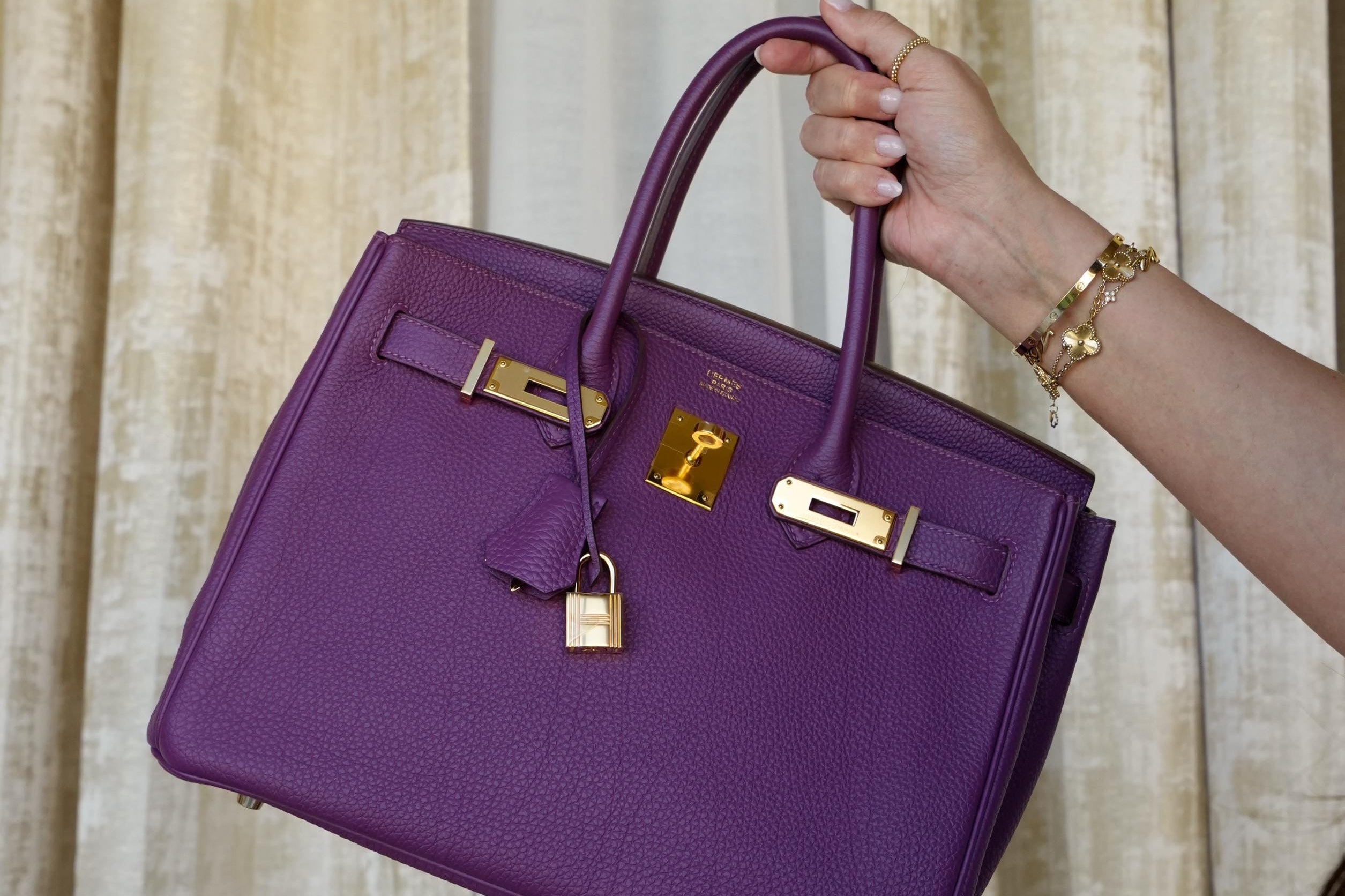 Product image 10 of 16: Birkin 30 Anemone Togo Gold Plated R Square Stamp