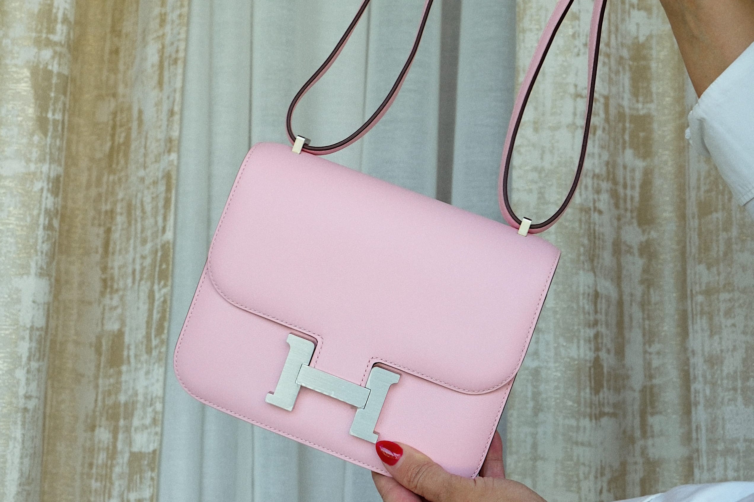 Product image 10 of 18: Constance 18 Rose Sakura Veau Swift Brushed Palladium Plated K Stamp