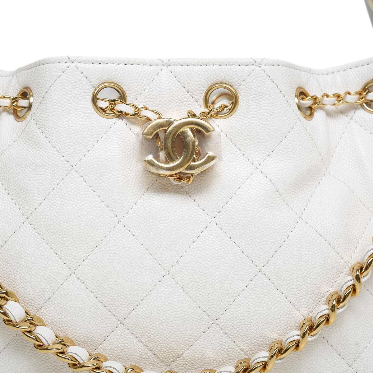 White Caviar Quilted 25 Hobo Bag Mini Gold Hardware