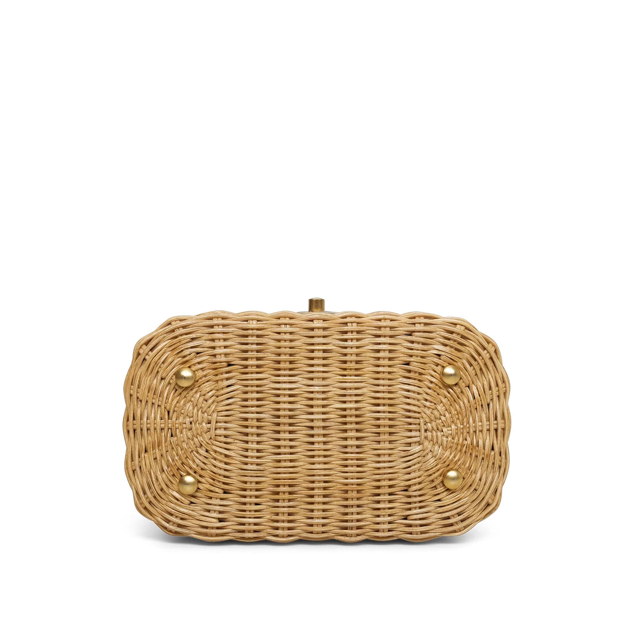 Braided Rattan Cruise Vanity Case Aged Gold Hardware