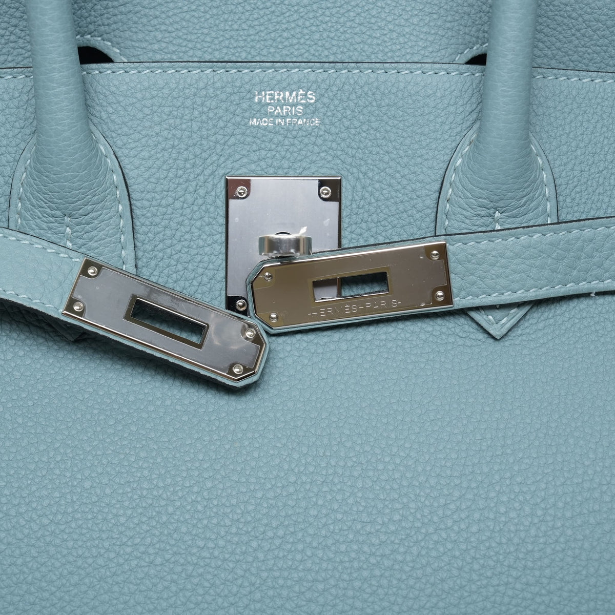 Birkin 30 Ciel Togo Palladium Plated Y Stamp