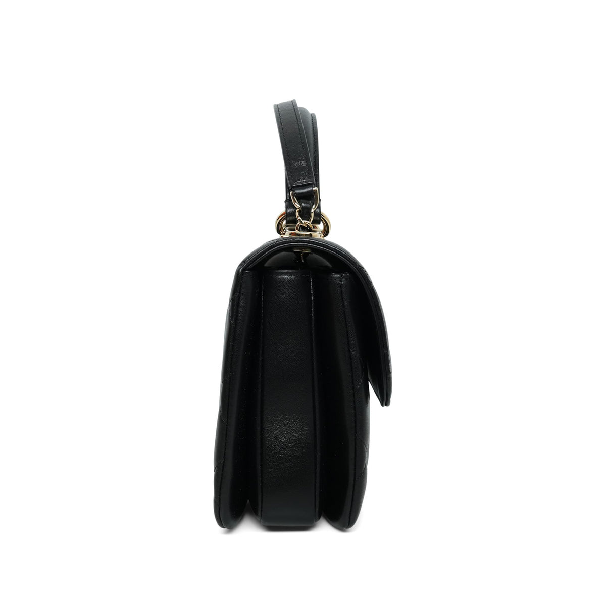 Black Lambskin Quilted Trendy CC Small Light Gold HW