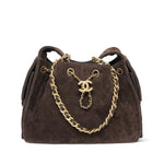 Product image 1 of 11: Brown Suede Quilted 25 Hobo Bag Small Aged Gold Hardware
