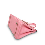 Product image 12 of 16: Birkin 25 Bi-Color Horseshoe (HSS) Rose Confetti/Turquoise Chevre Palladium Plated R Square Stamp