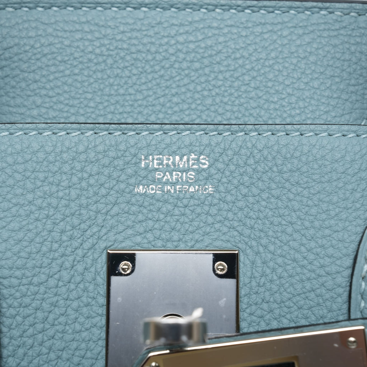 Birkin 30 Ciel Togo Palladium Plated Y Stamp